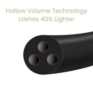 "Cross-section of hollow lash extension revealing its inner hollow structure"