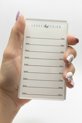 Lashes By Design branded matte acrylic lash tile